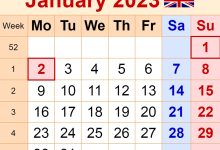 January 2023 Calendar UK