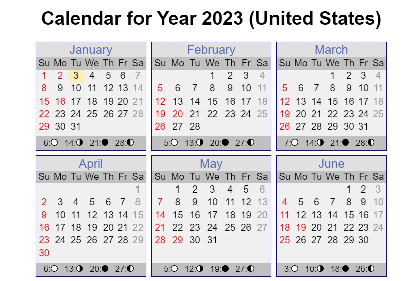2023 Calendar USA